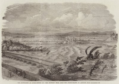 The Inundation at Lyons, Effect of The Mistral Wind upon the Flood by Gustave Dore